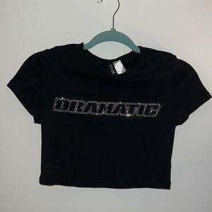 ✨Dramatic✨ rhinestone crop tee
